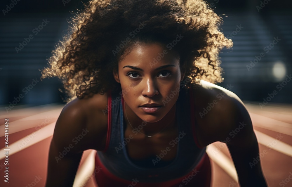 Woman stretching exercise in athletics on track