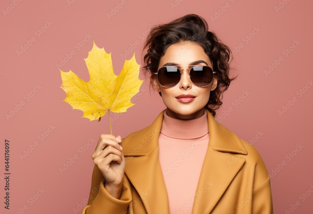 Autumn fashion background with beautiful woman