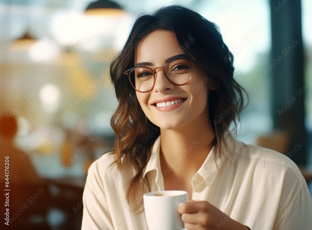 Beautiful woman with cup of coffee