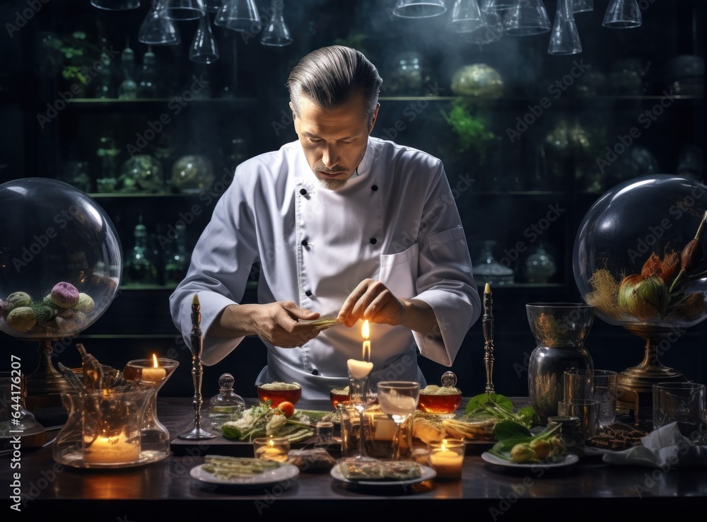 Chef preparing food for restaurant