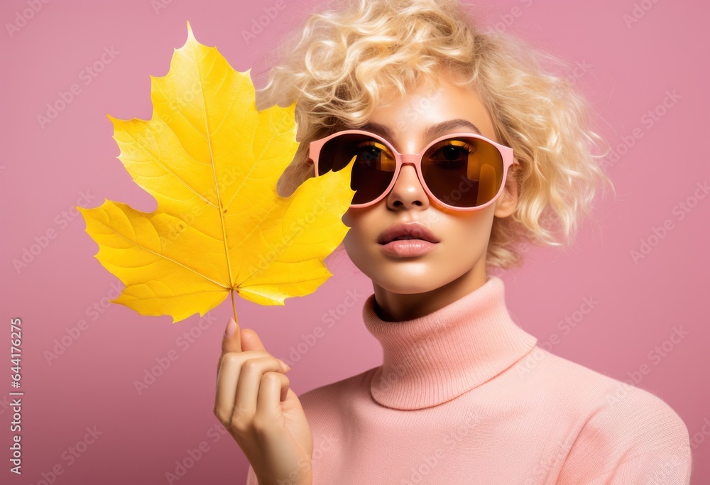 Autumn fashion background with beautiful woman