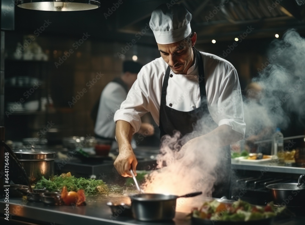 Chef preparing food for restaurant