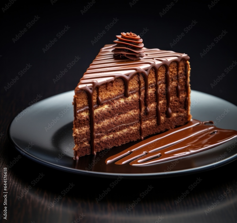 A plate with a piece of chocolate cake