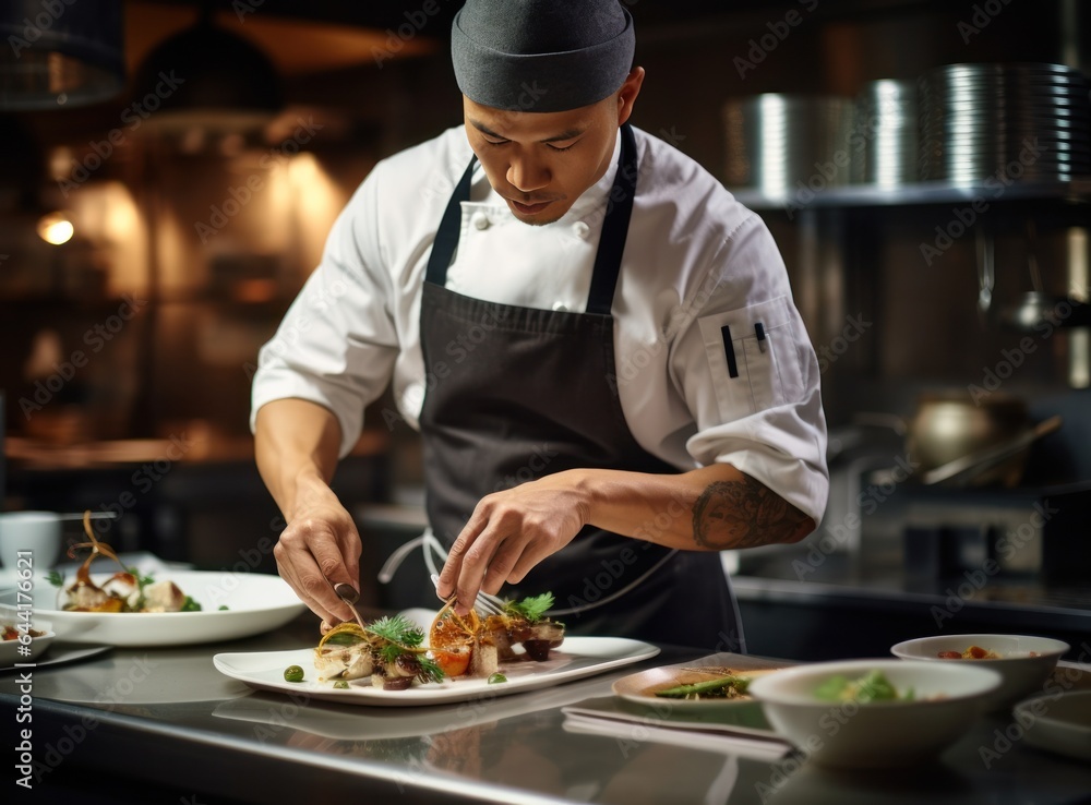 Chef preparing food for restaurant