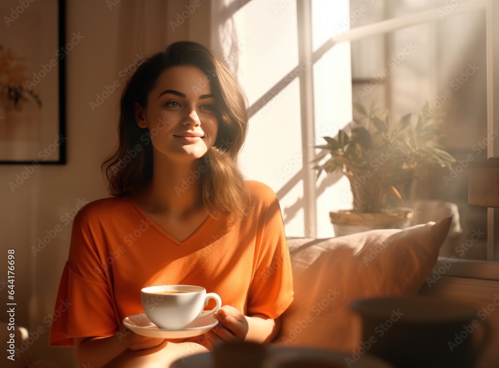 Beautiful woman with cup of coffee