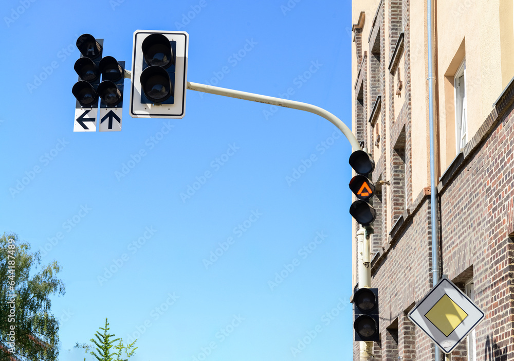 View of traffic lights in city