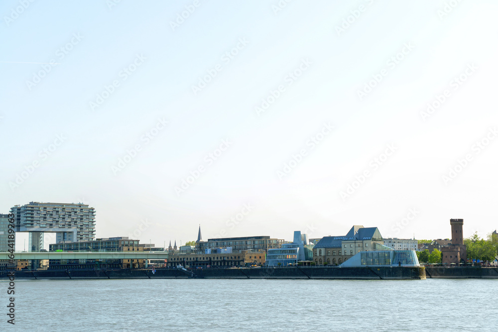 View of Rhine river and buildings in Germany