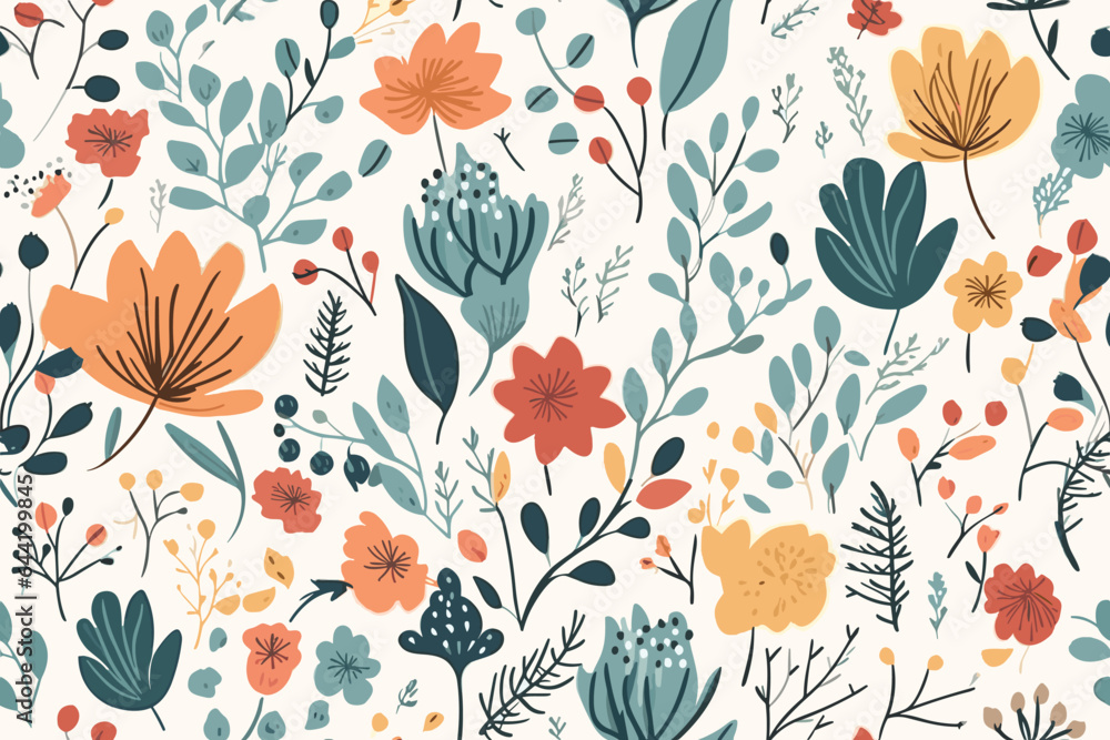 floral and flower pattern illustration ,flat design .