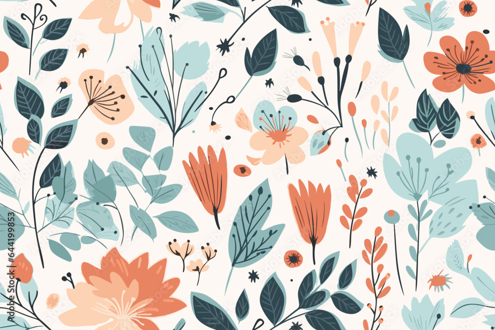 floral and flower pattern illustration ,flat design .