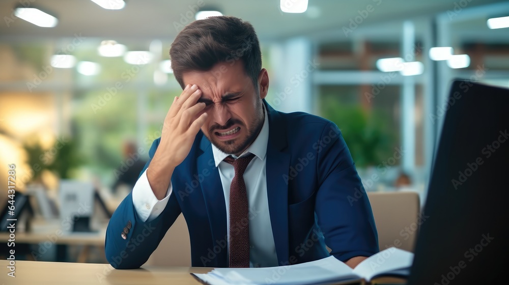 Stressed Sales manager is angry about a bad sales report after a marketing campaign in office.