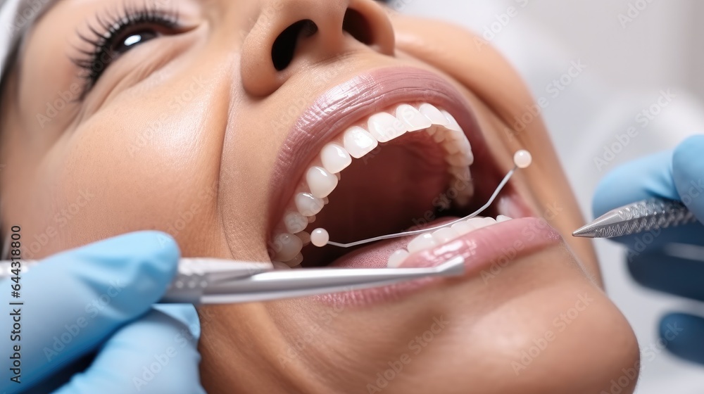 Medical and dental procedure, Healthcare and closeup, Oral health, orthodontics.