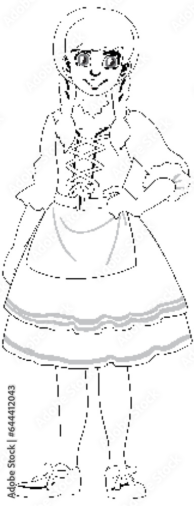 Outline of Woman in German Bavarian Outfit