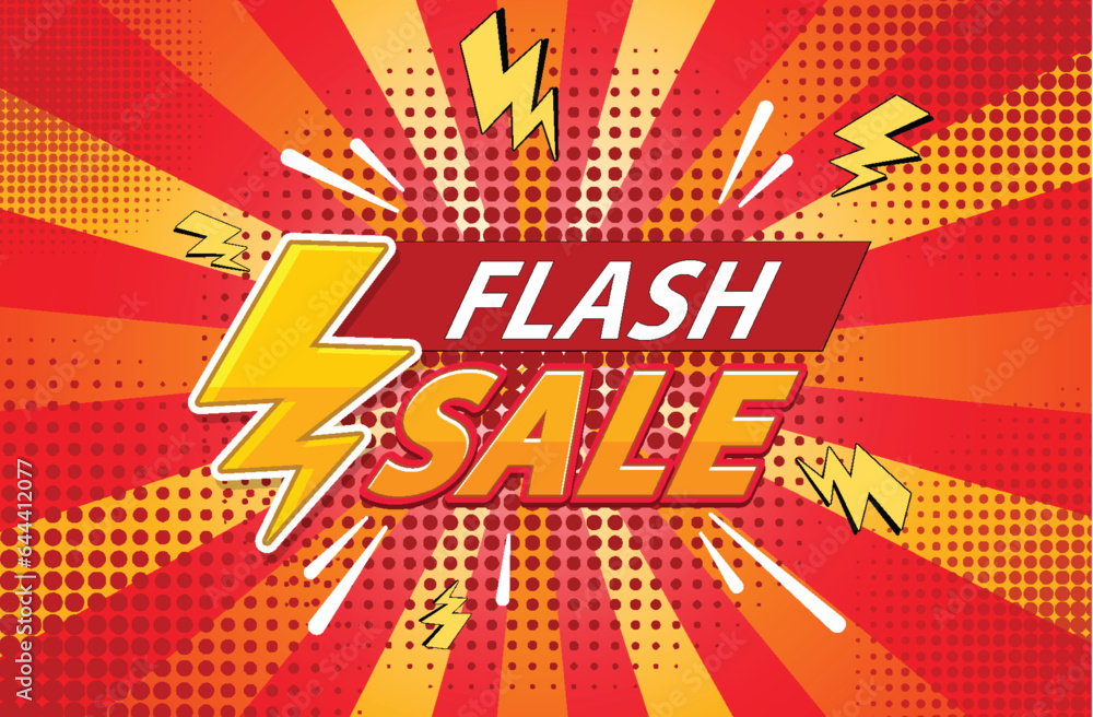 Retro Lightning Flash Sale with Comic Style Background