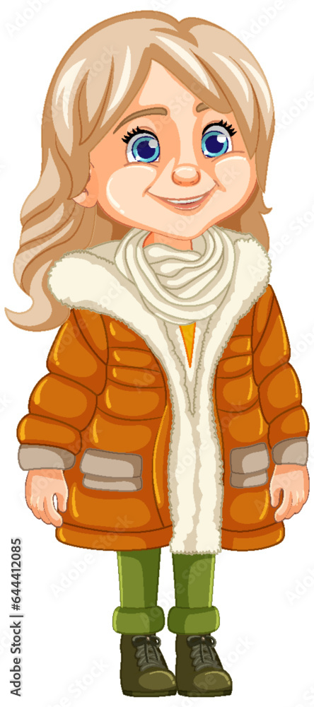 Elderly Woman in Beanie Hat and Parka Fur Jacket