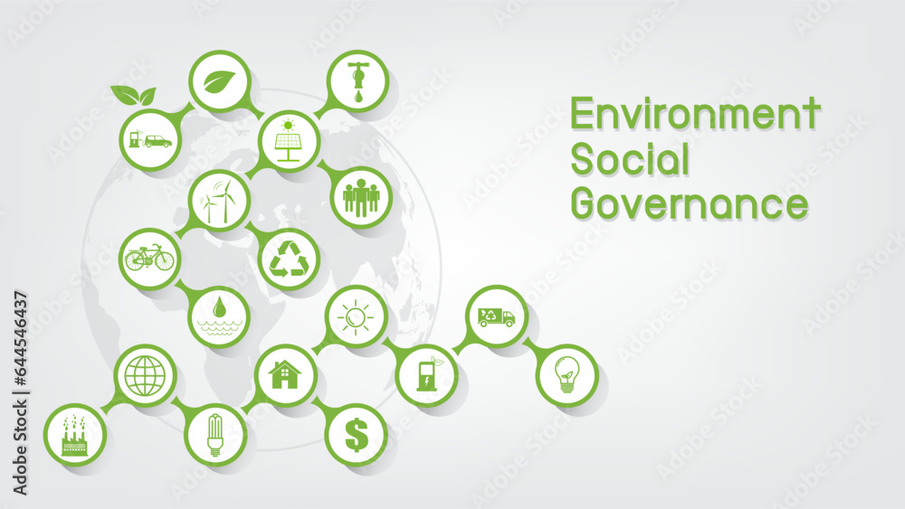 Green Business template and background for Sustainability development and ESG concept with flat icon