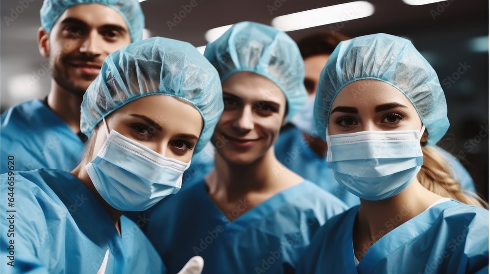 Team of medical doctors in operating room.