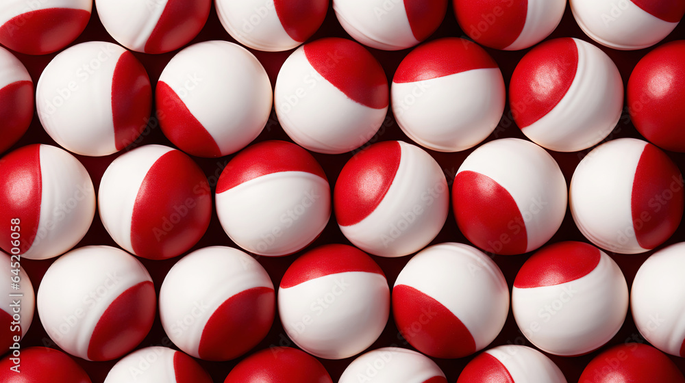 Red and white bonbons candies background. Generative AI