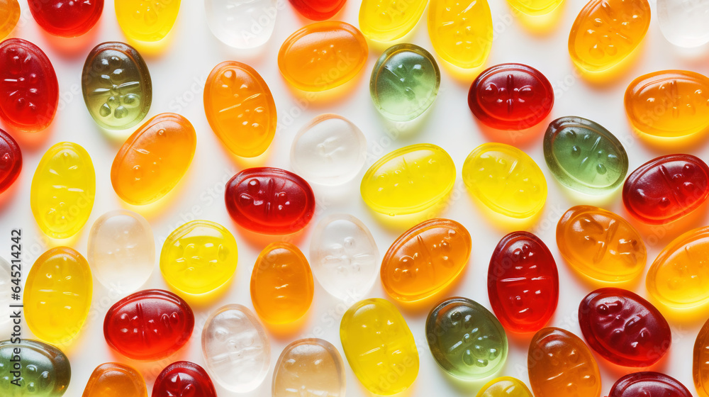 Fruit jelly candies background. Colorful sweet backdrop. Generative AI