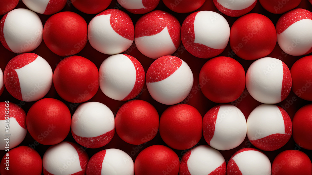 Red and white bonbons candies background. Generative AI