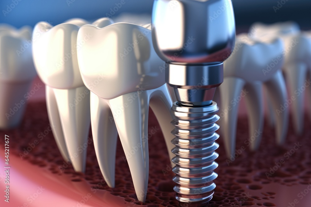 Dental implants in a clean clinic being inserted.