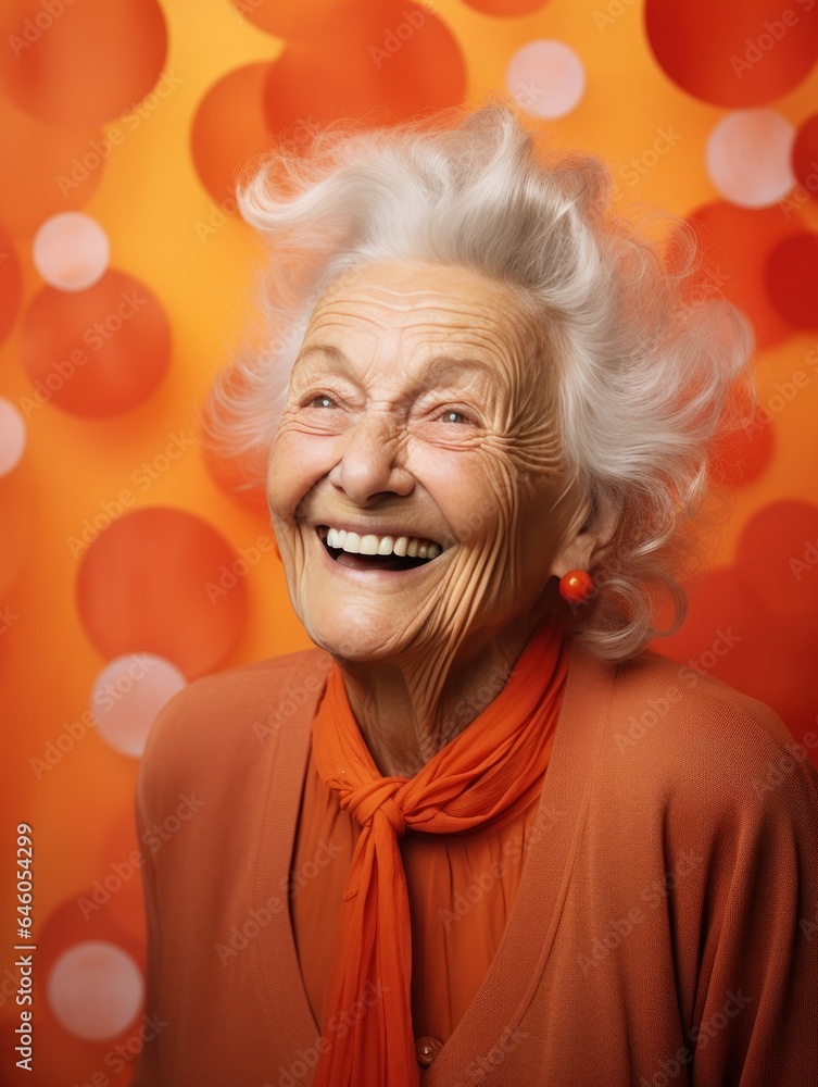 Older woman on vivid background