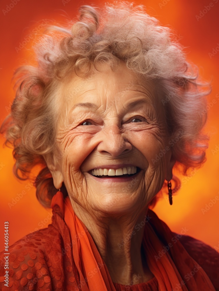 Older woman on vivid background