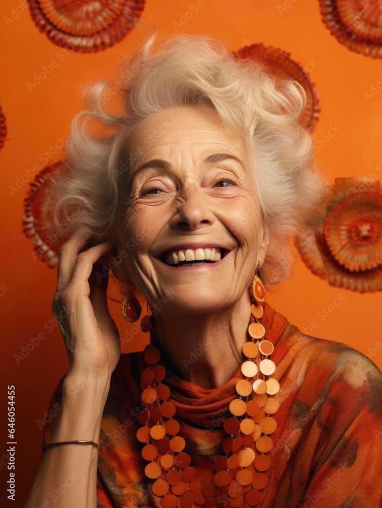 Older woman on vivid background