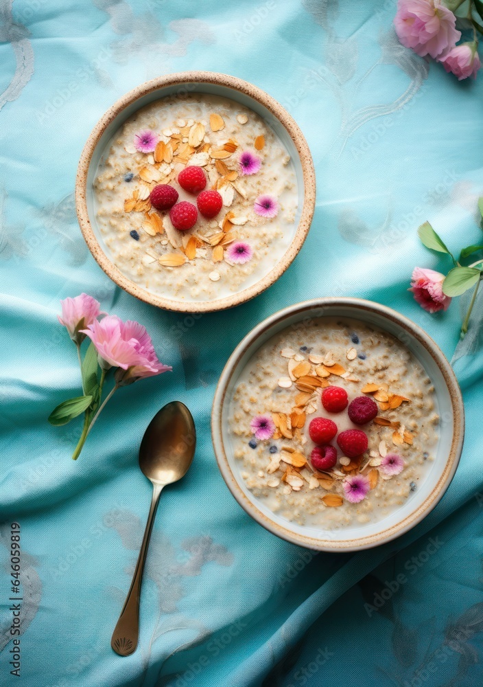 Oatmeal with raspberries