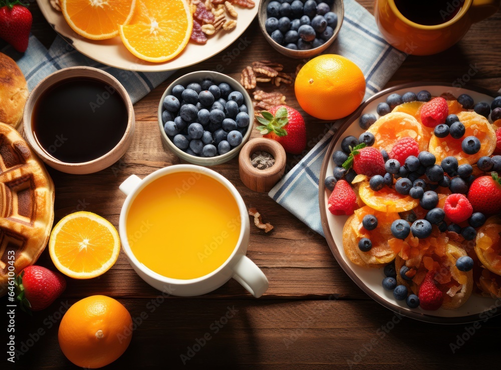 Sweet breakfast with fruits