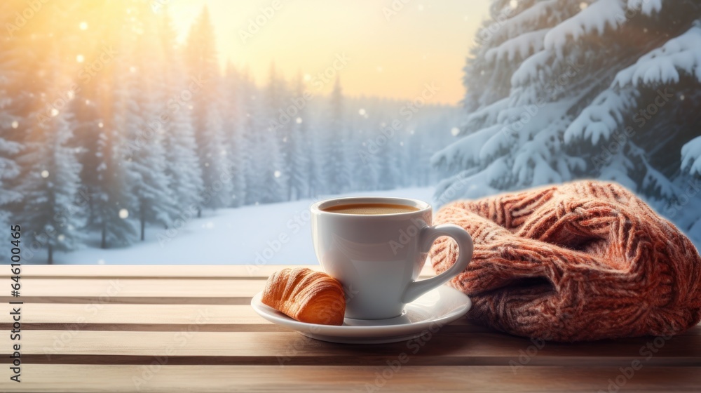 Cozy morning winter background