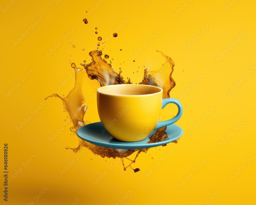 Coffee time concept in yellow colors