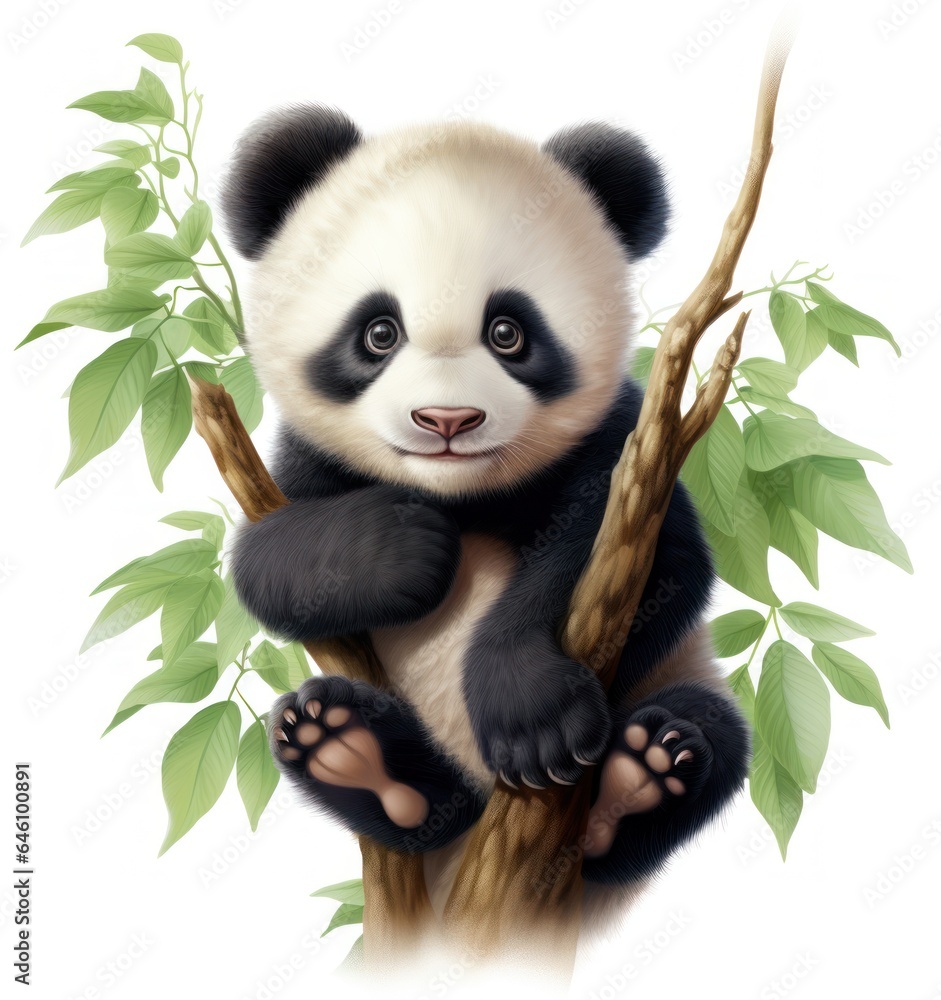 Cute panda on natural background