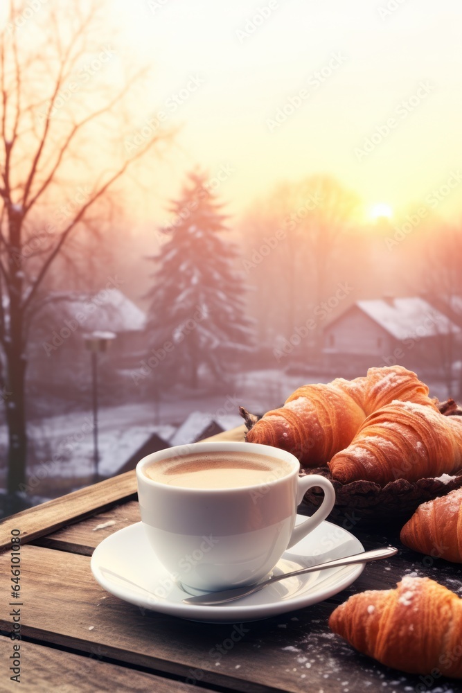 Cozy morning winter background