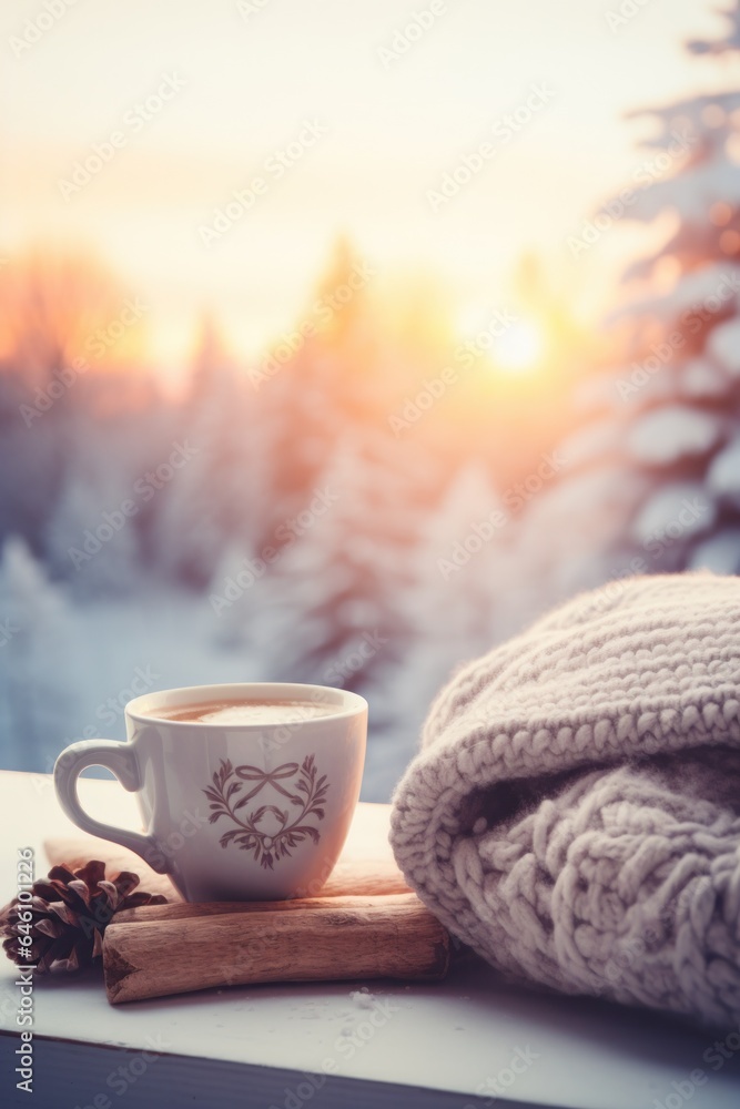 Cozy morning winter background