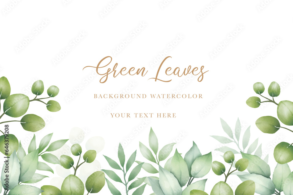 beautiful green leaves background watercolor 