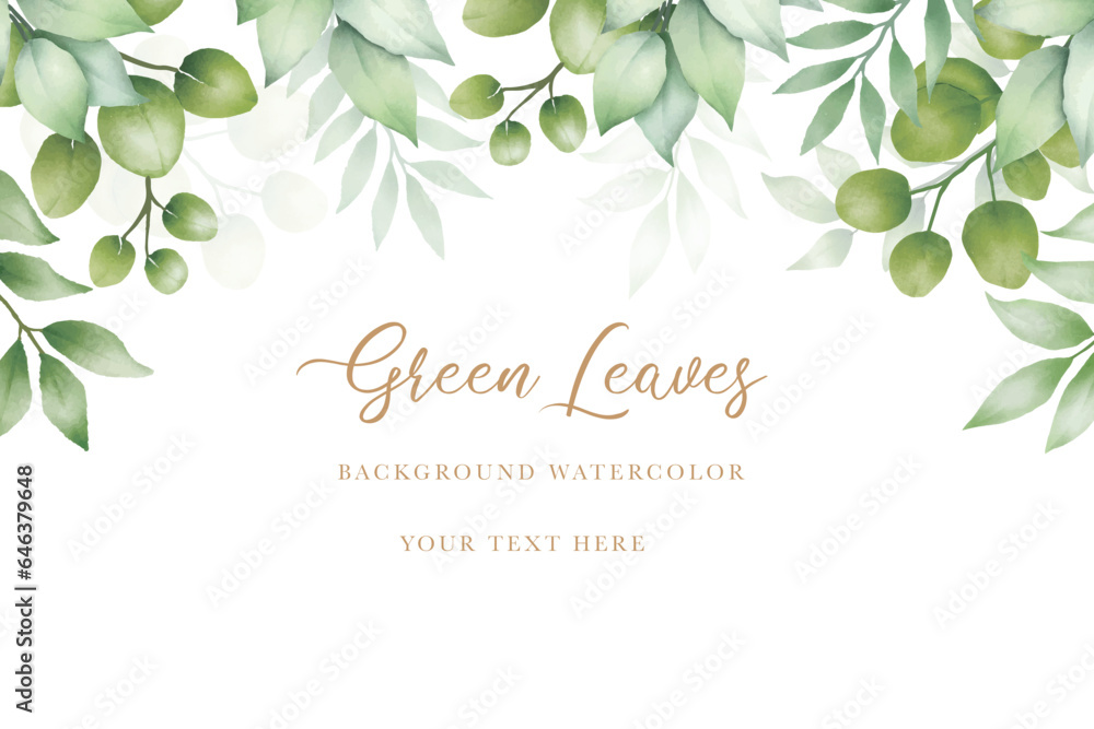 beautiful green leaves background watercolor 