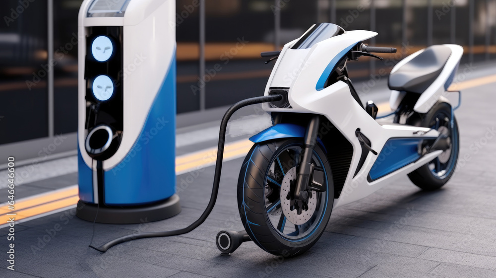 Station for electric motorcycles on city streets with energy battery charging, High-speed EV chargin