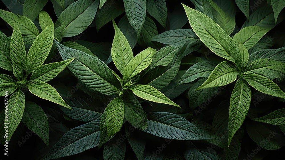 Green Leaves Pattern Background, Natural green leaves background texture.