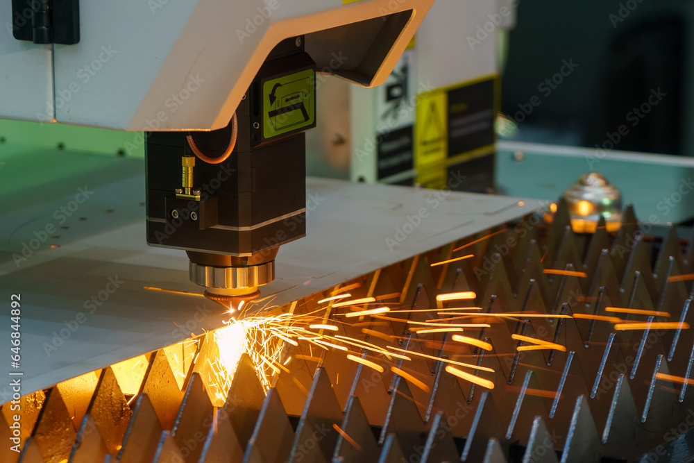 The hi-technology sheet metal manufacturing process by laser cutting machine.