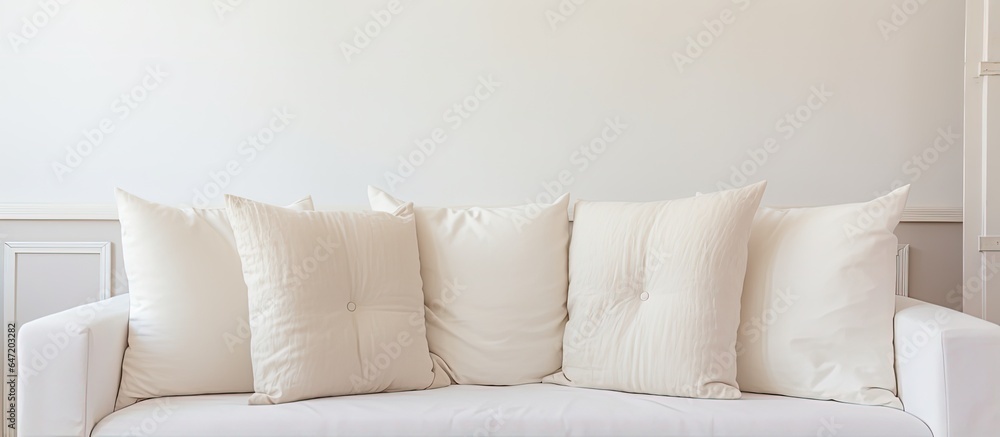 Classic living room with white sofa and pillows