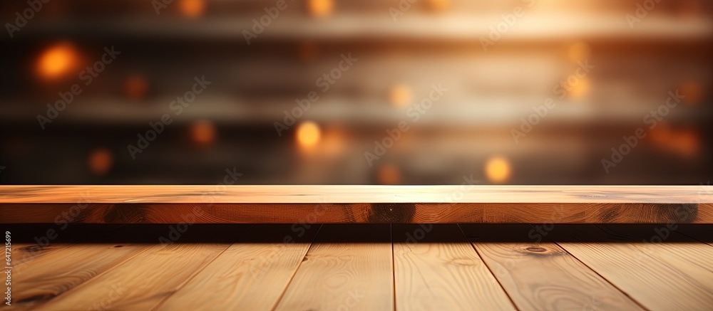 Blurred luxurious interior with abstract background for web design featuring a wood shelf