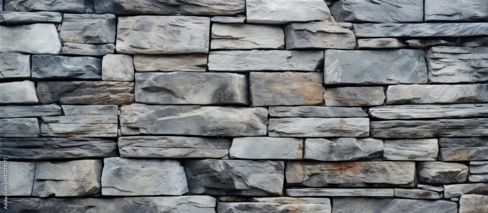 Close up of a contemporary stone surface Grey brick wall texture background