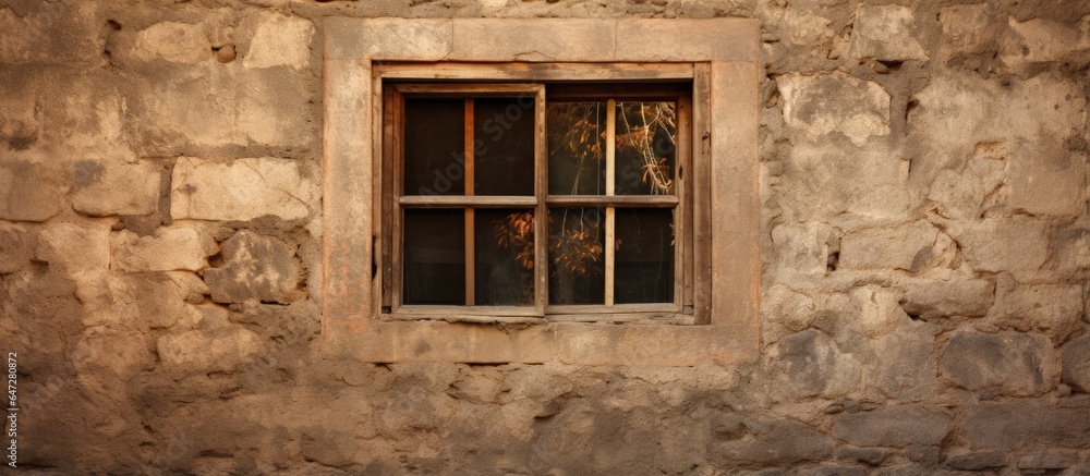 Ancient wall with a wooden window