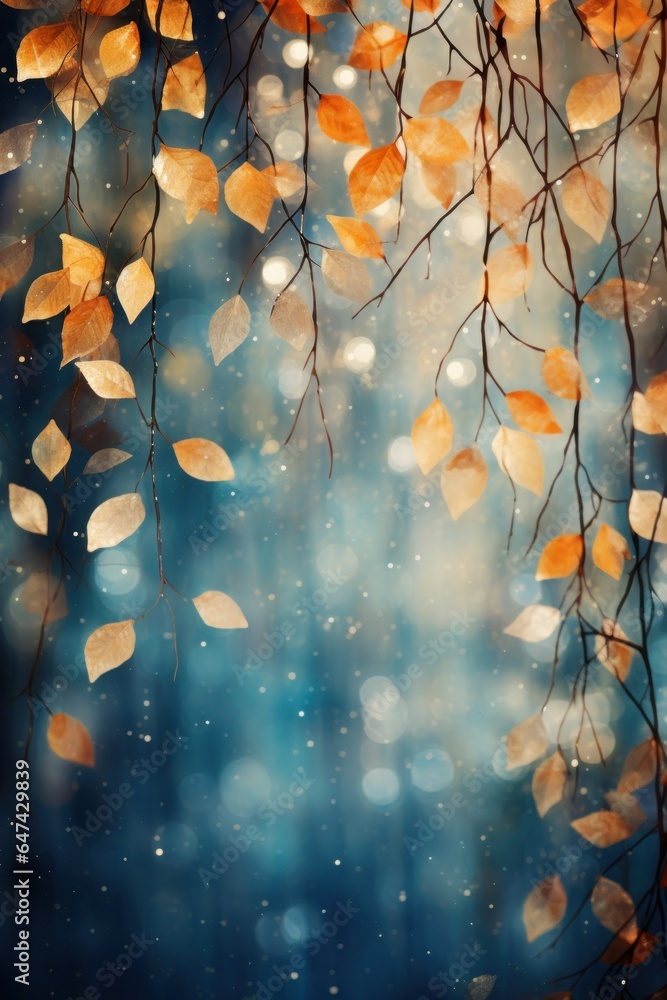 Autumn background with falling leaves