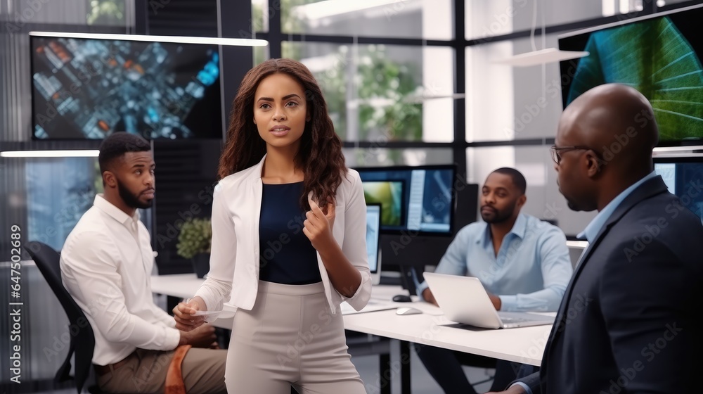 Business People working together on a laptop in their office.