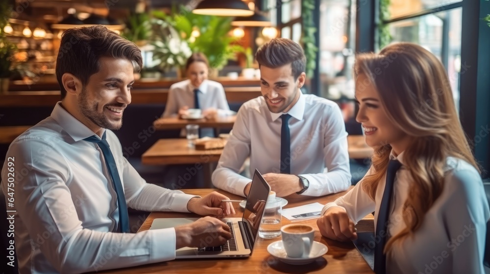 Business people meeting in cafe.