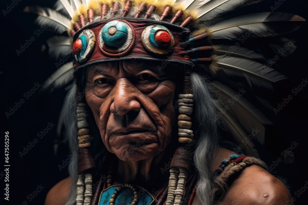 Old aztec warrior portrait, Tribe, Ancient tribe.