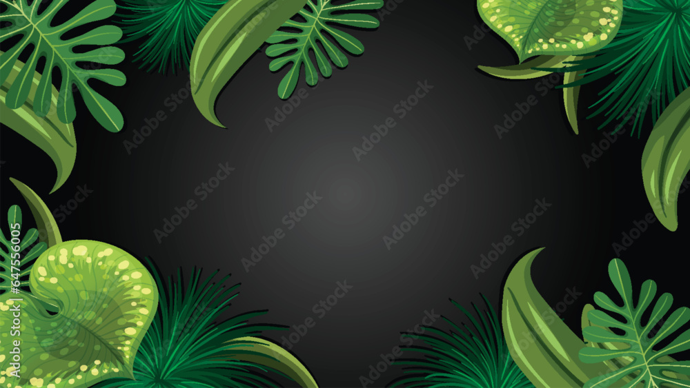 Tropical Plants Border Frame on White Background