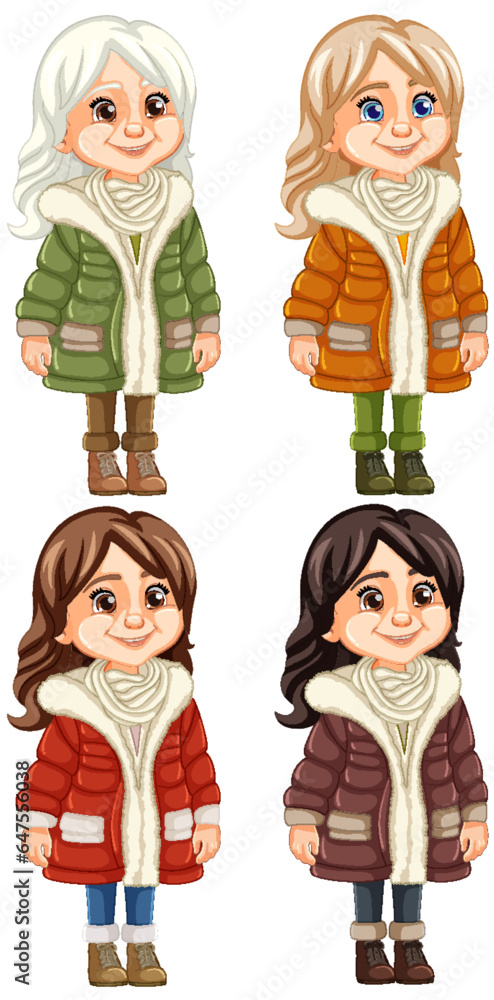 Winter Outfit: Women Wearing Beanie Hat and Parka Fur Jacket