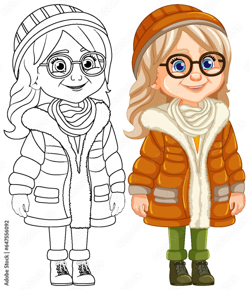 Winter Outfit: Middle-Age Woman in Glasses and Beanie Hat